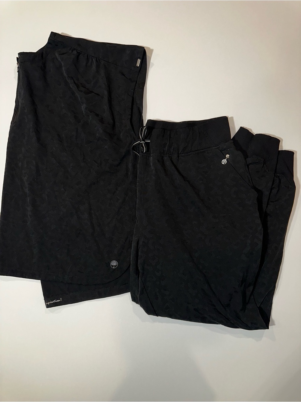 healing hands Black Womenโs Jogger Pants with Subtle Tonal Pattern